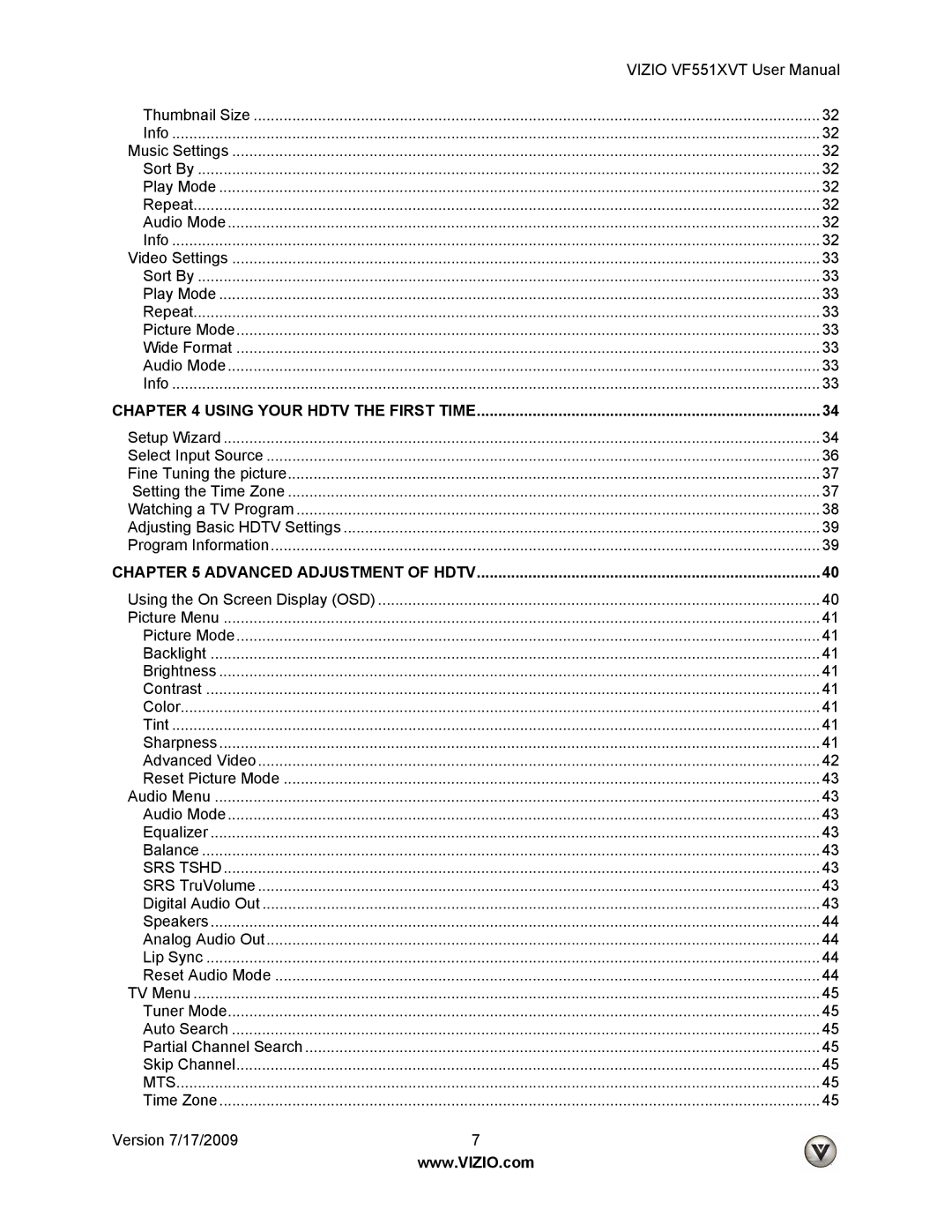 Vizio VF551XVT user manual Using Your Hdtv the First Time 