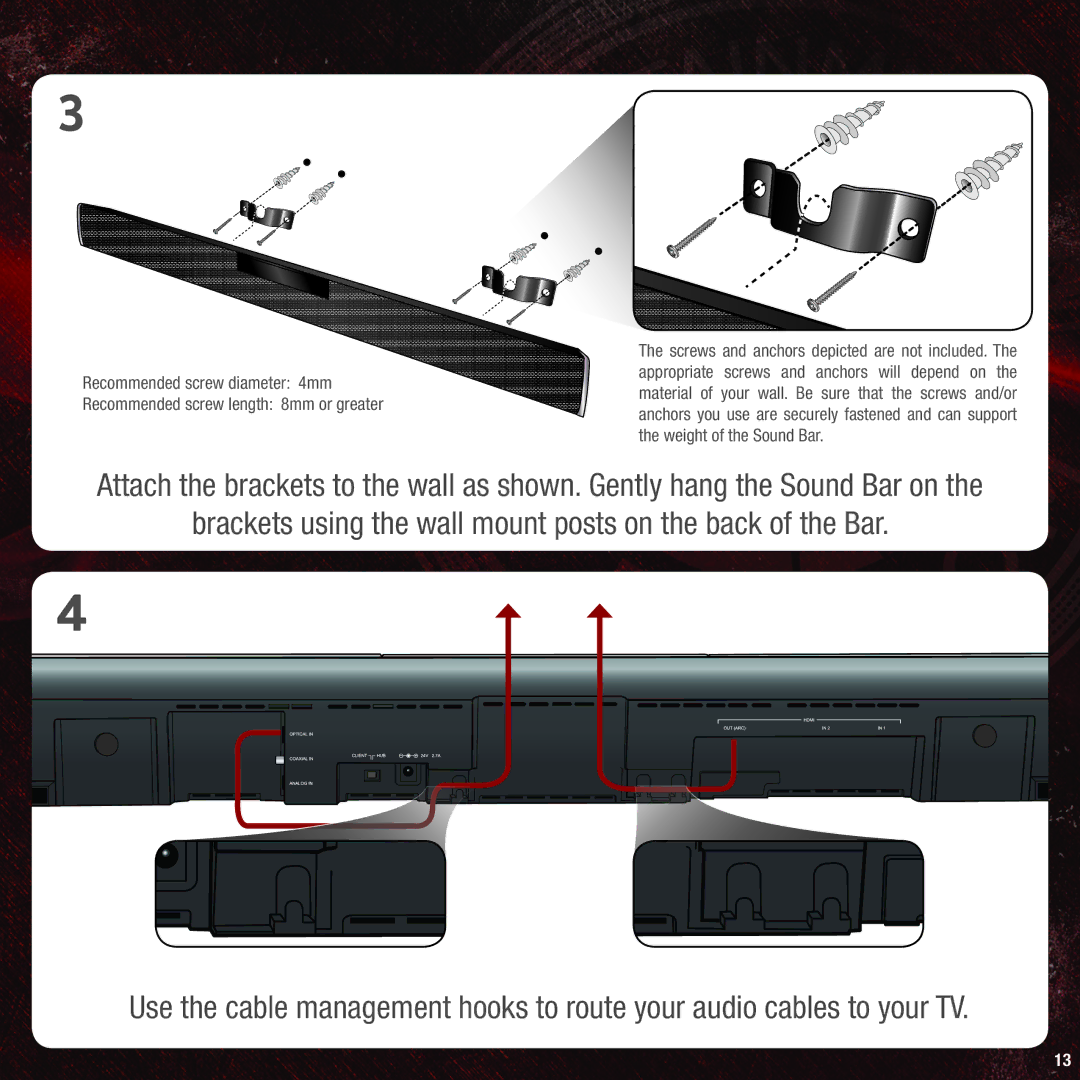 Vizio VHT215 quick start Brackets using the wall mount posts on the back of the Bar 