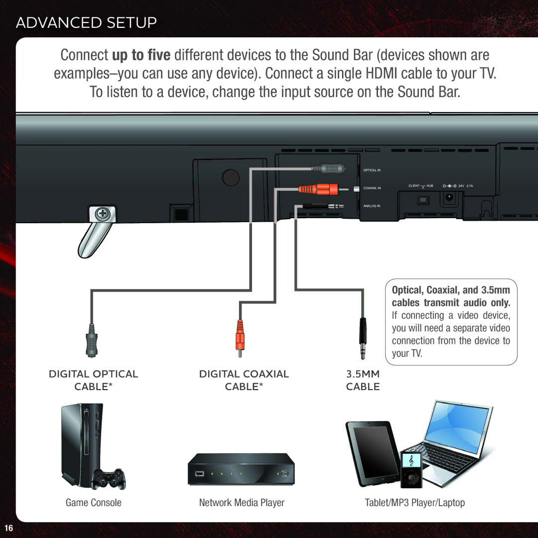 Vizio VHT215 quick start Advanced Setup 