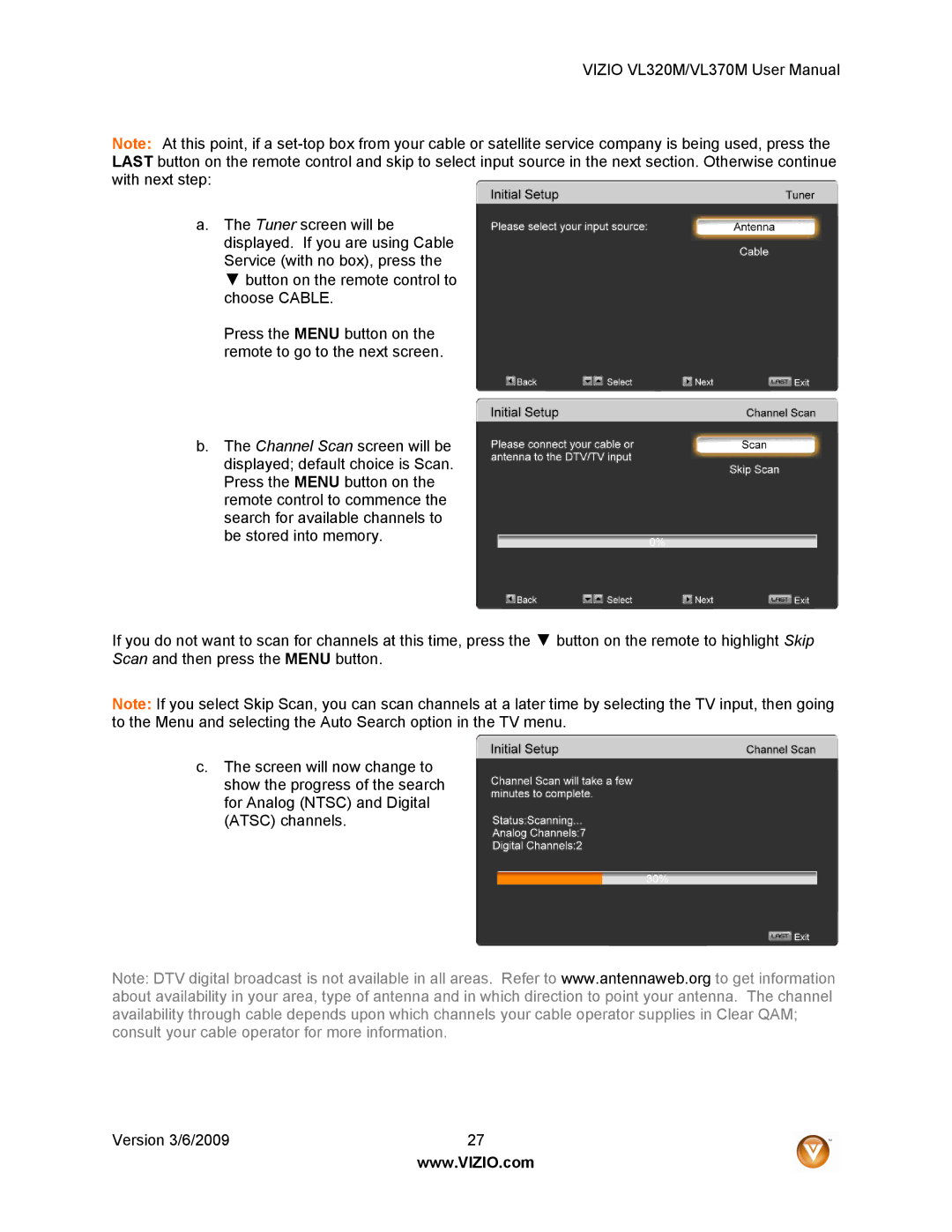 Vizio VL320M user manual 