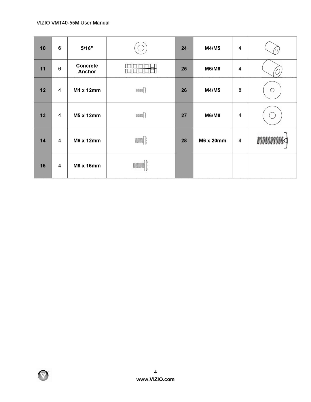 Vizio VMT40-55M user manual 