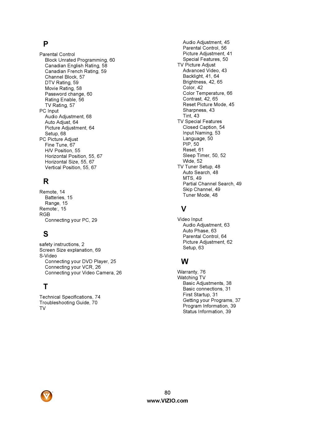 Vizio VO37L FHDTV10A user manual Rgb 