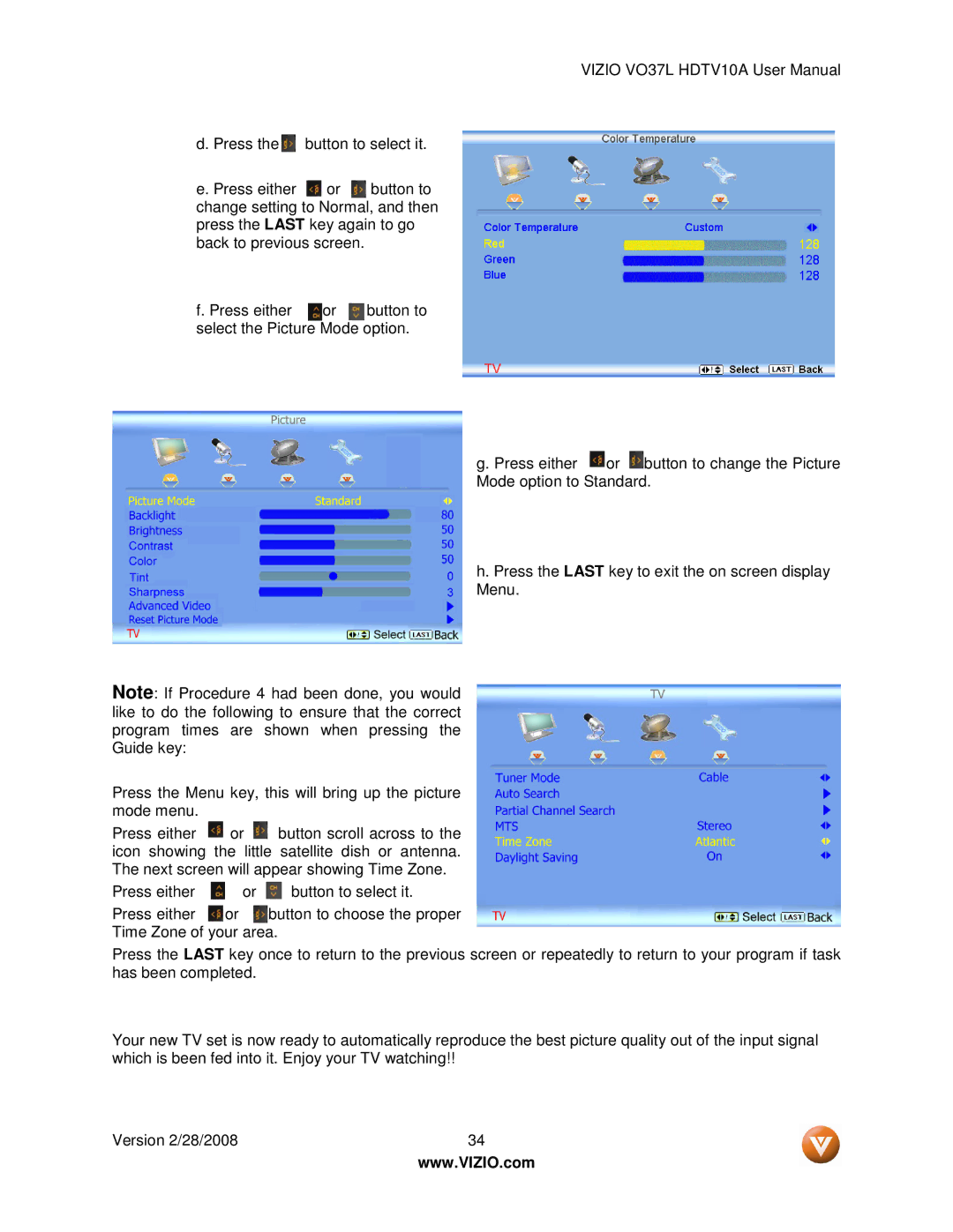 Vizio VO37L HDTV10A user manual 