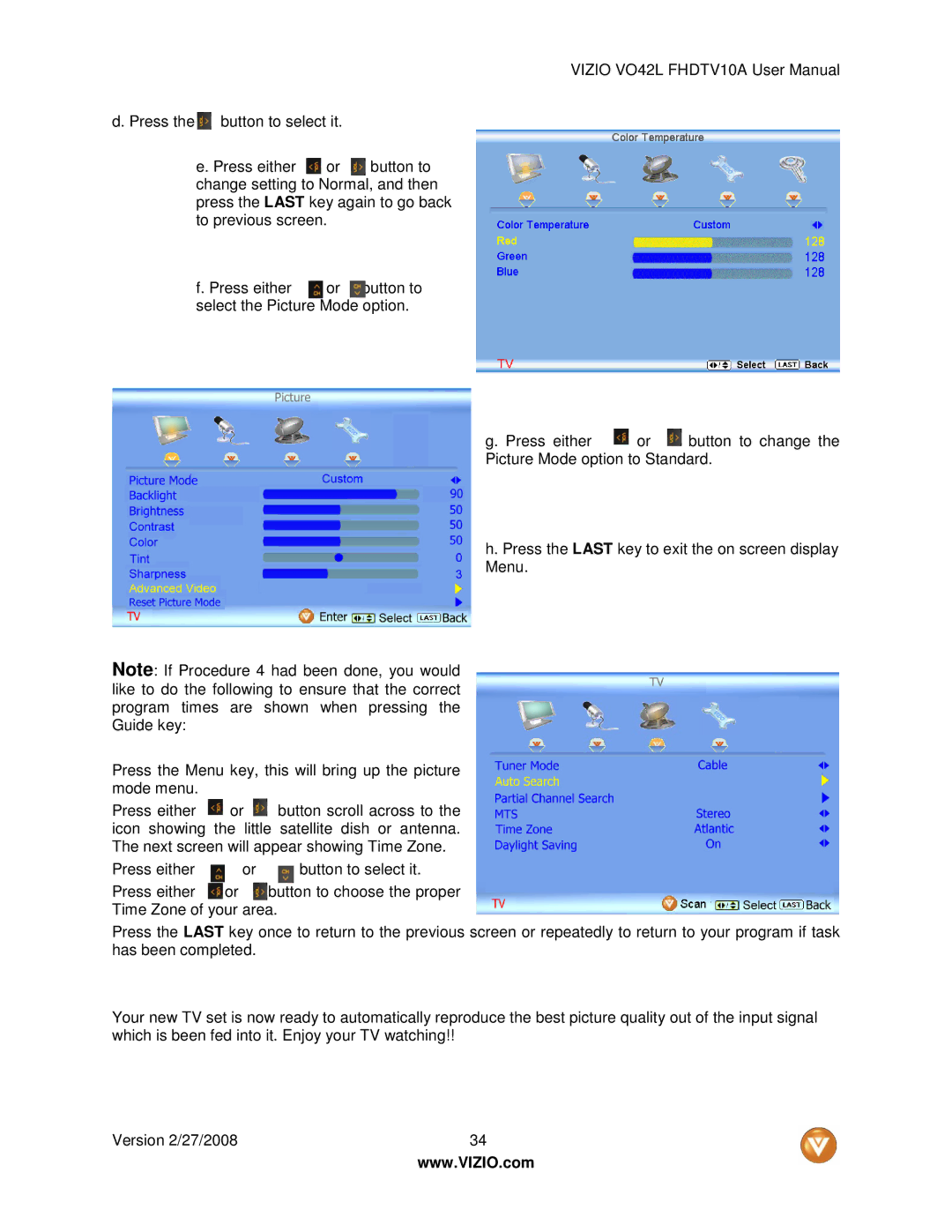 Vizio VO42LF user manual 