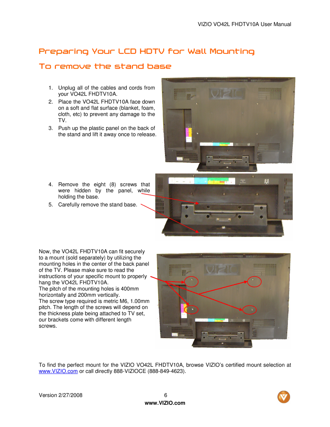 Vizio VO42LF user manual 