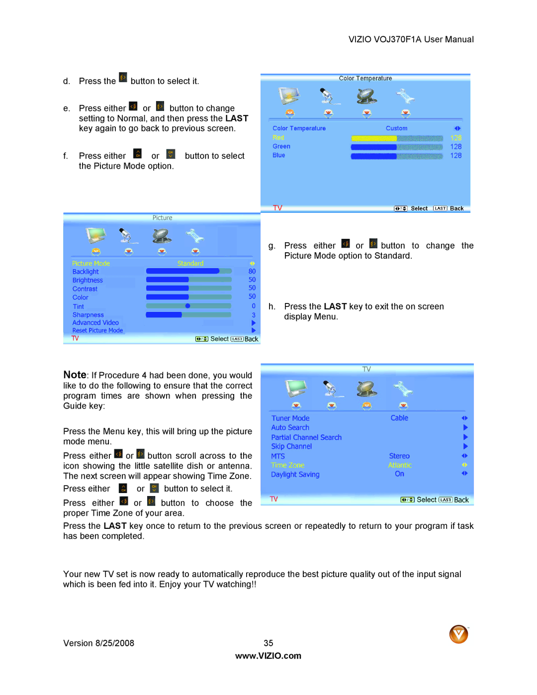 Vizio VOJ370F1A user manual 