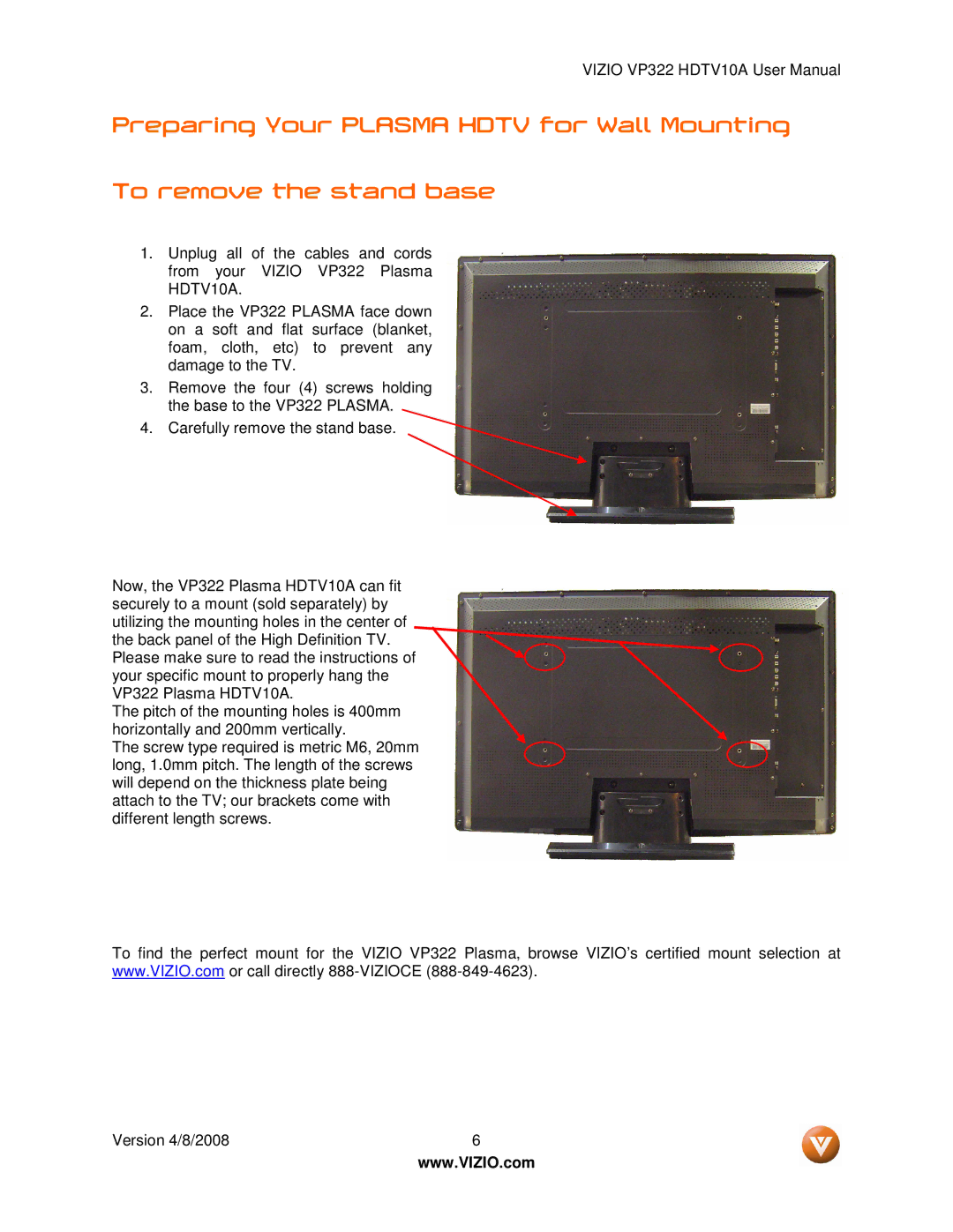 Vizio VP322 manual 