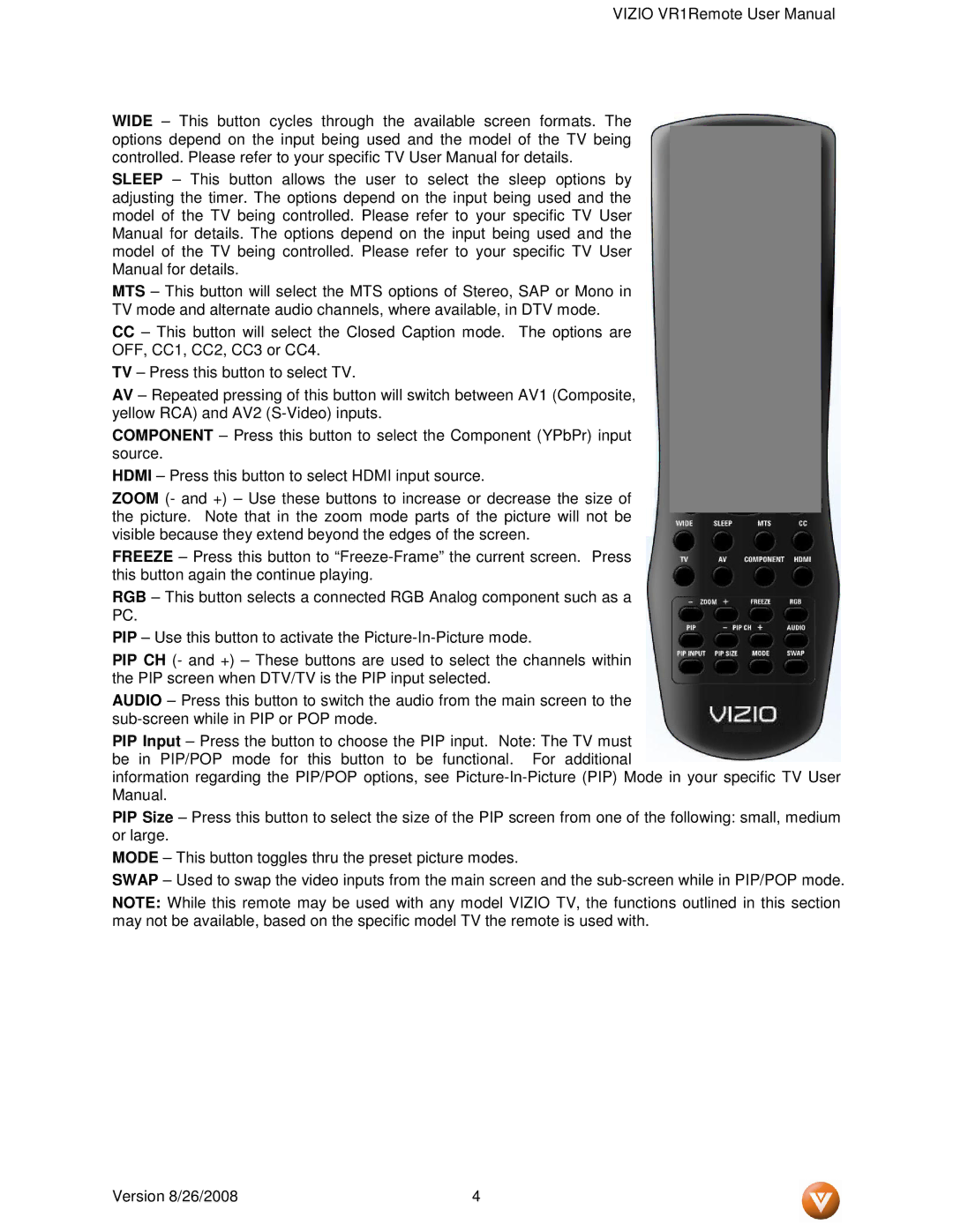 Vizio VR1 manual 