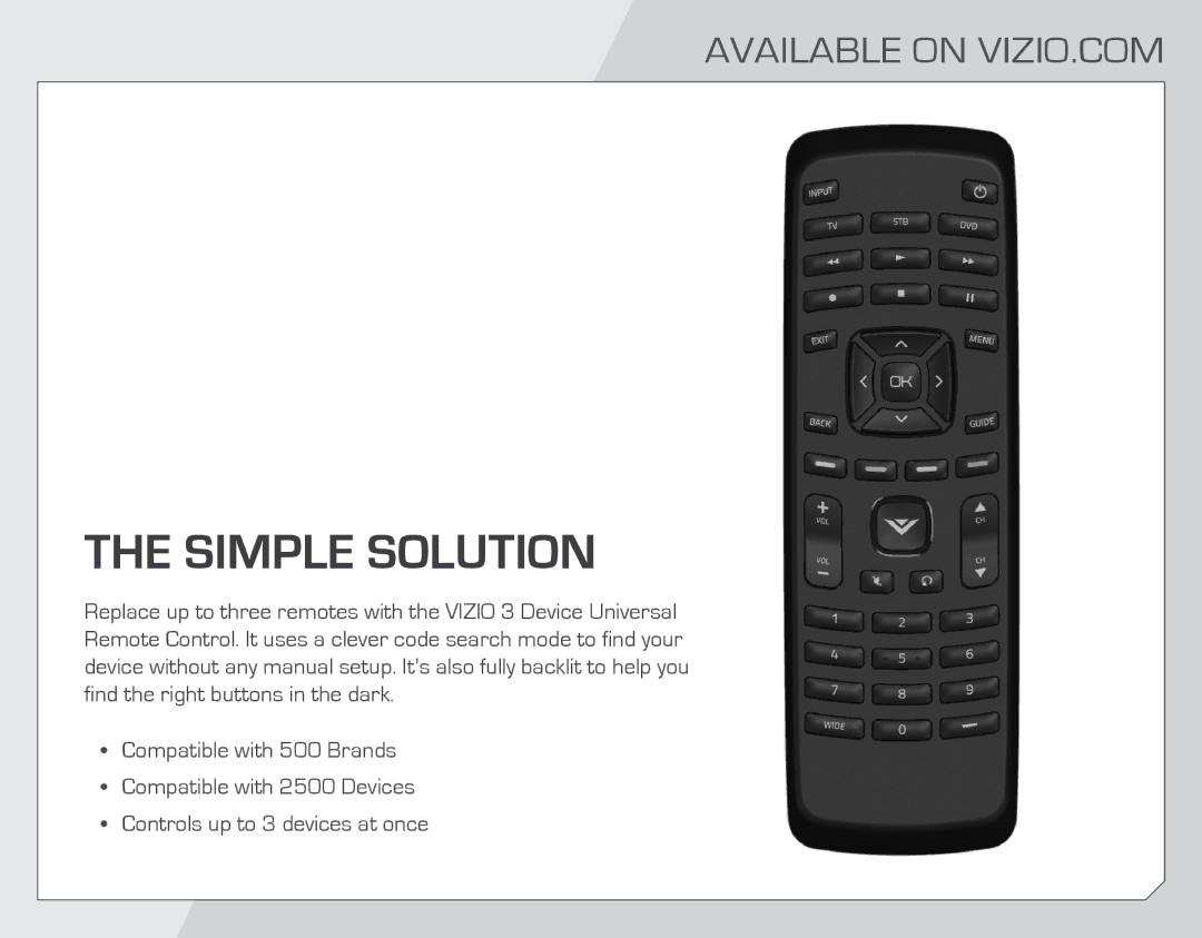 Vizio VSB201 quick start Simple Solution, Available on VIZIO.COM 