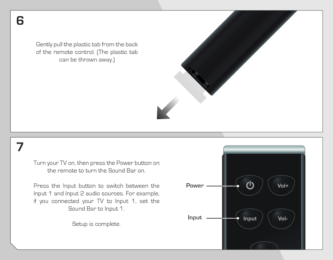 Vizio VSB201 quick start Power Input 