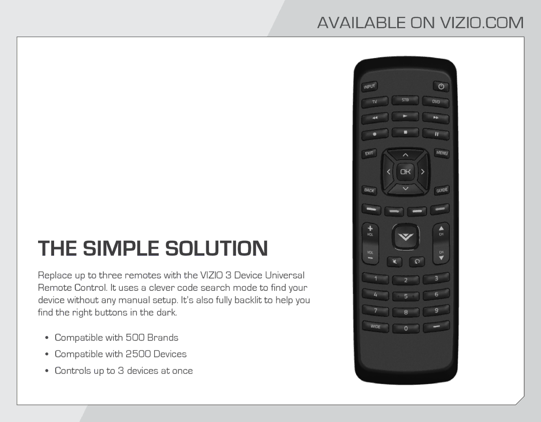 Vizio VSB202 quick start Simple Solution, Available on VIZIO.COM 