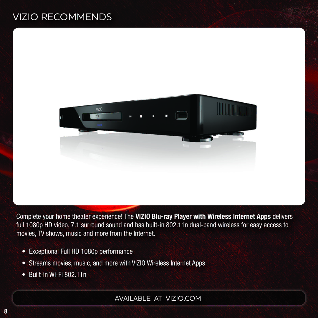 Vizio VSB205 quick start Vizio Recommends 