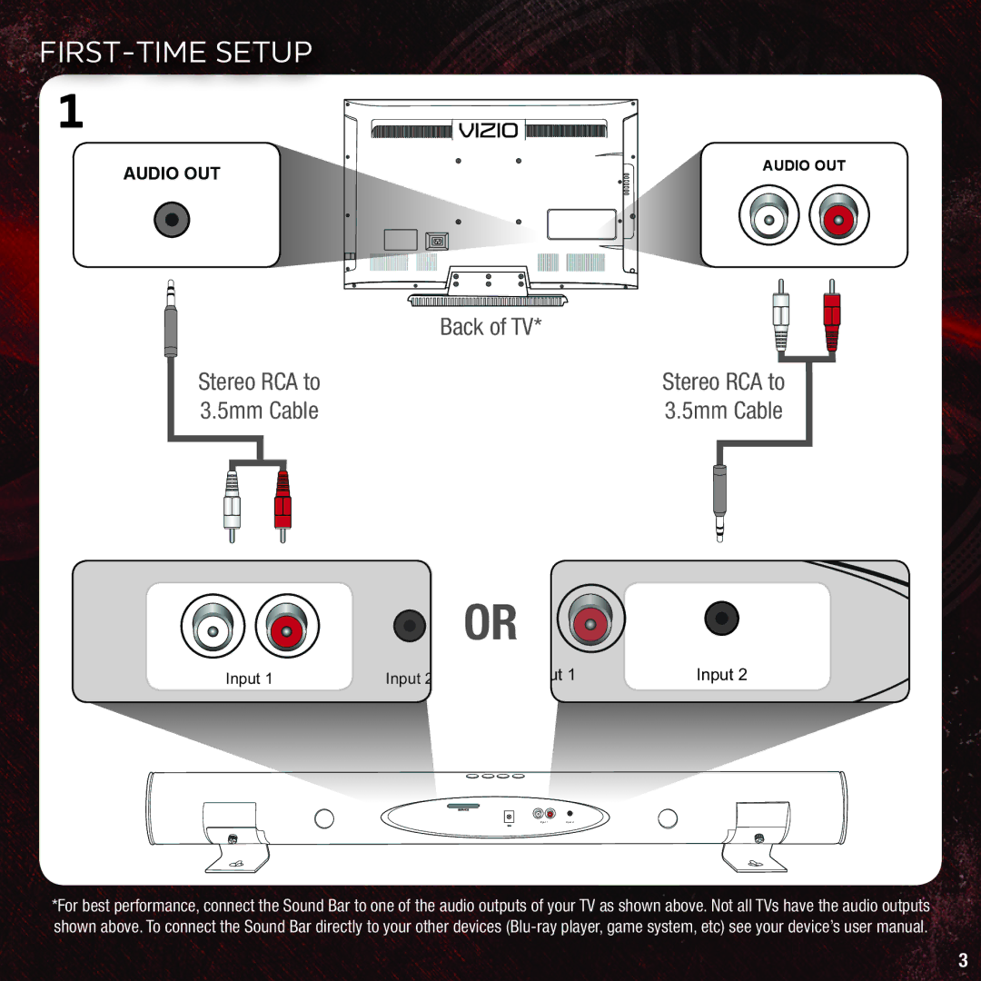 Vizio VSB205 quick start FIRST-TIME Setup 