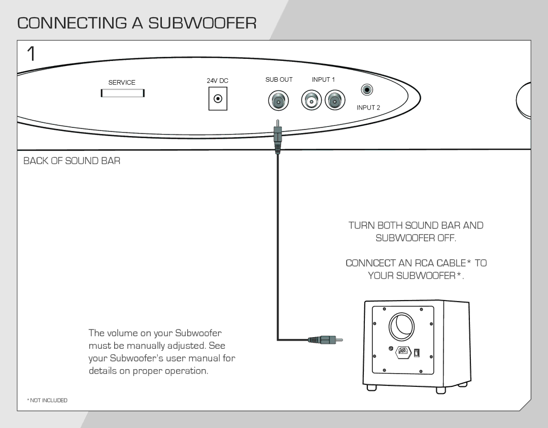 Vizio VSB207 quick start Connecting a Subwoofer 