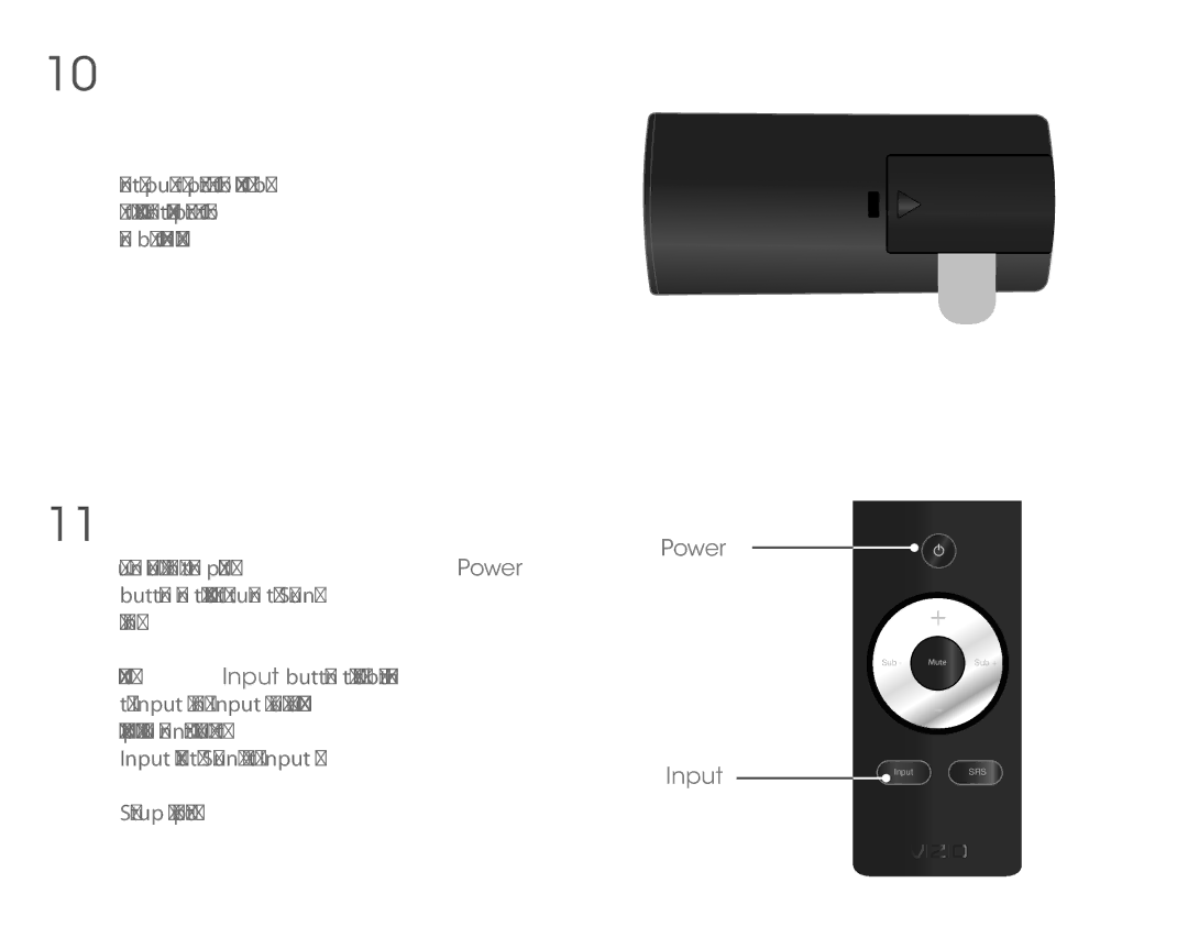 Vizio VSB211Z quick start Sub 