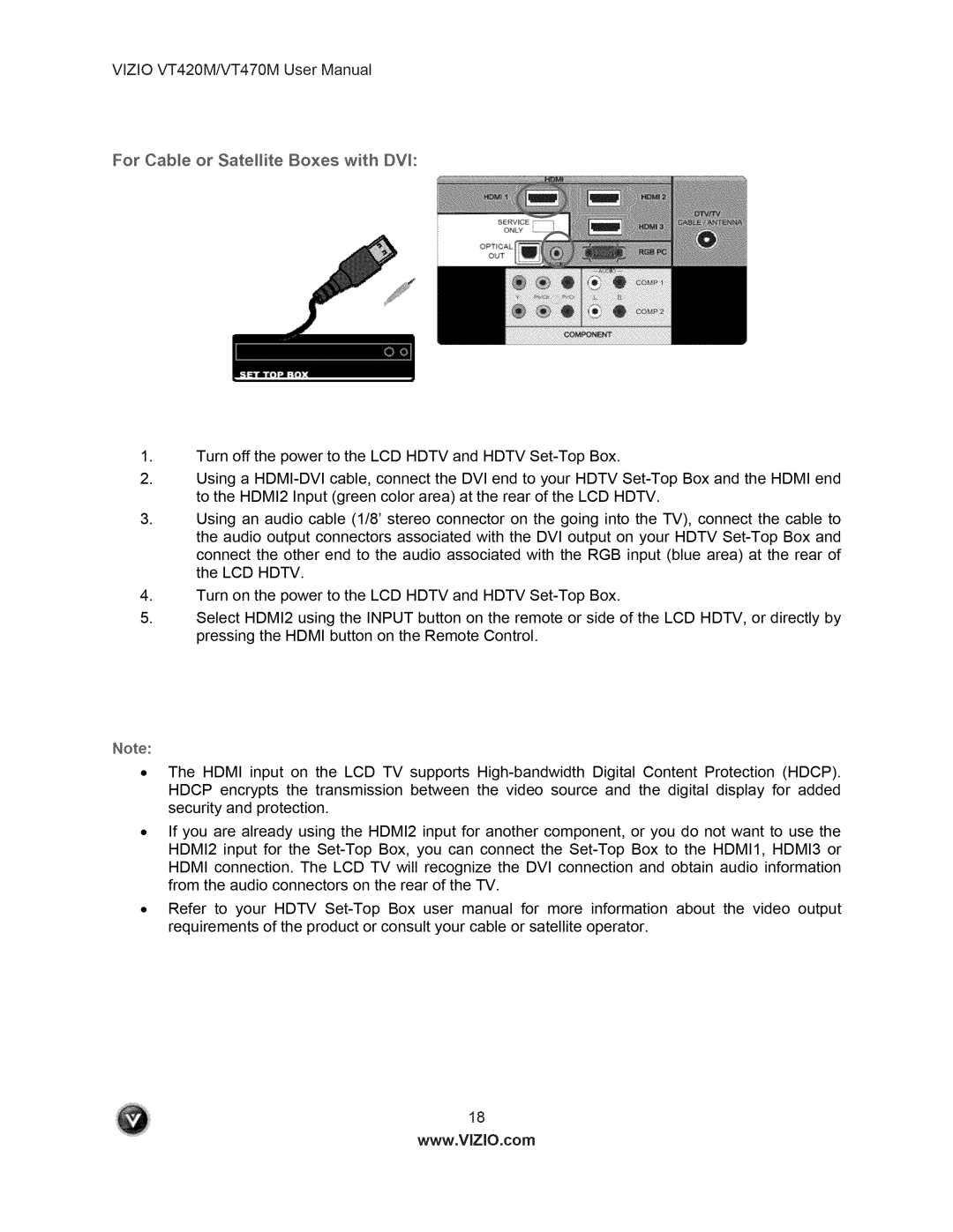 Vizio user manual VlZlOVT420M/VT470MUserManual 