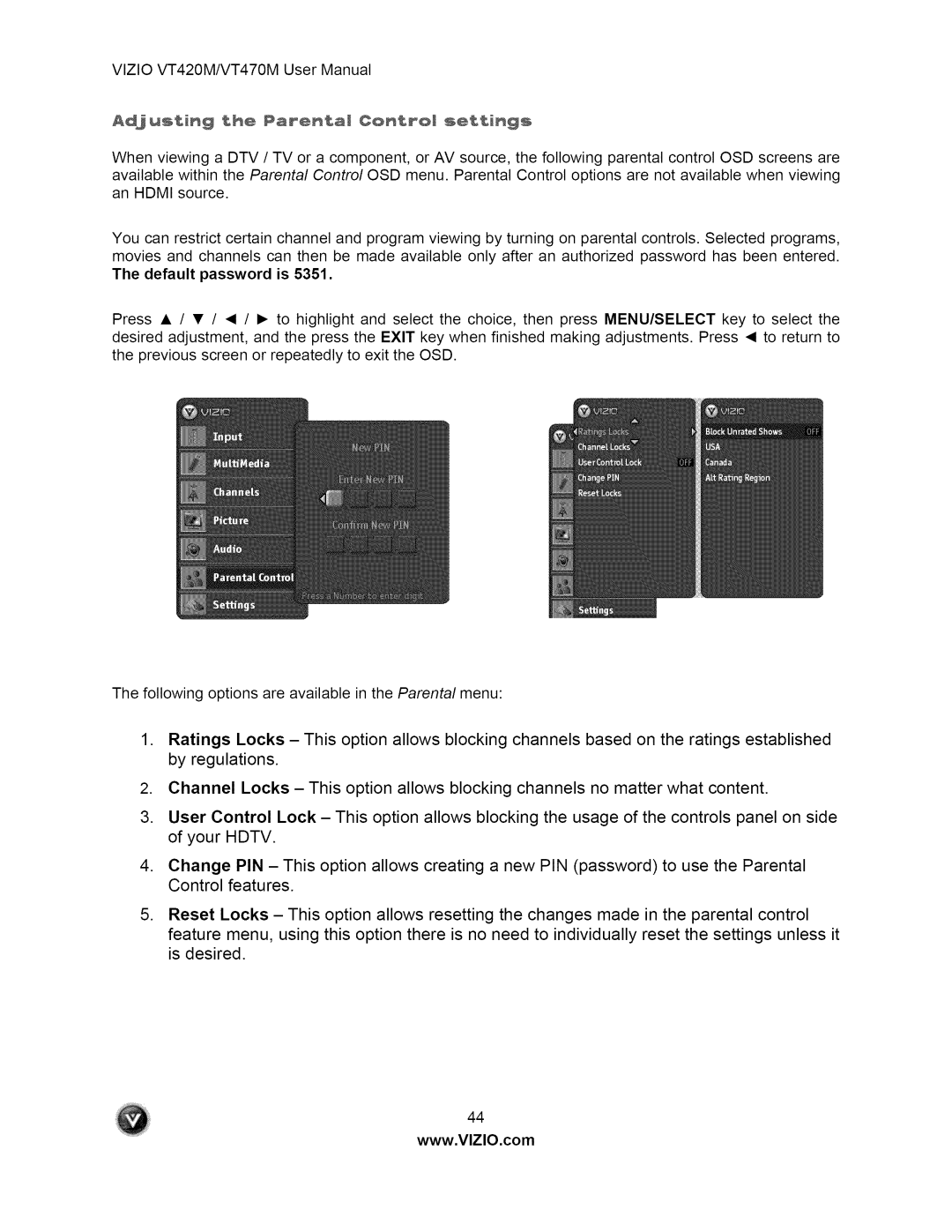 Vizio VT470M user manual 