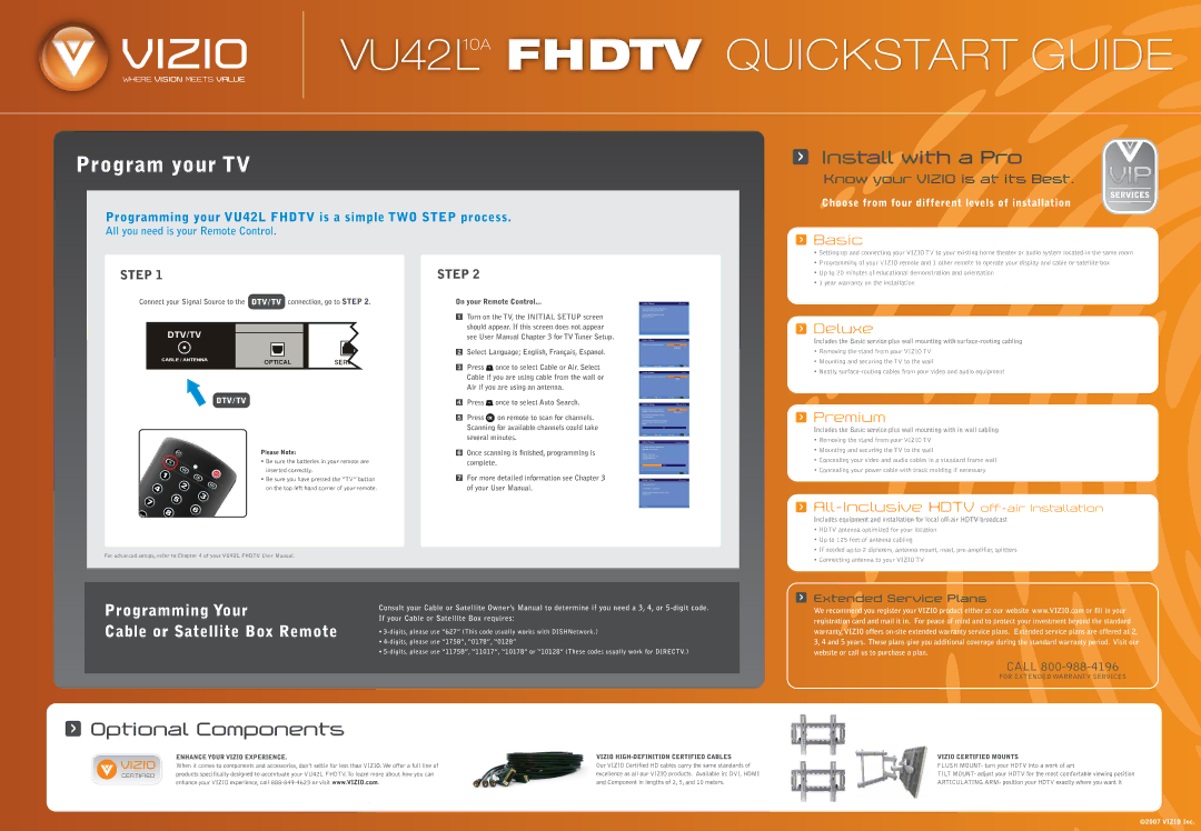 Vizio VU42L quick start 