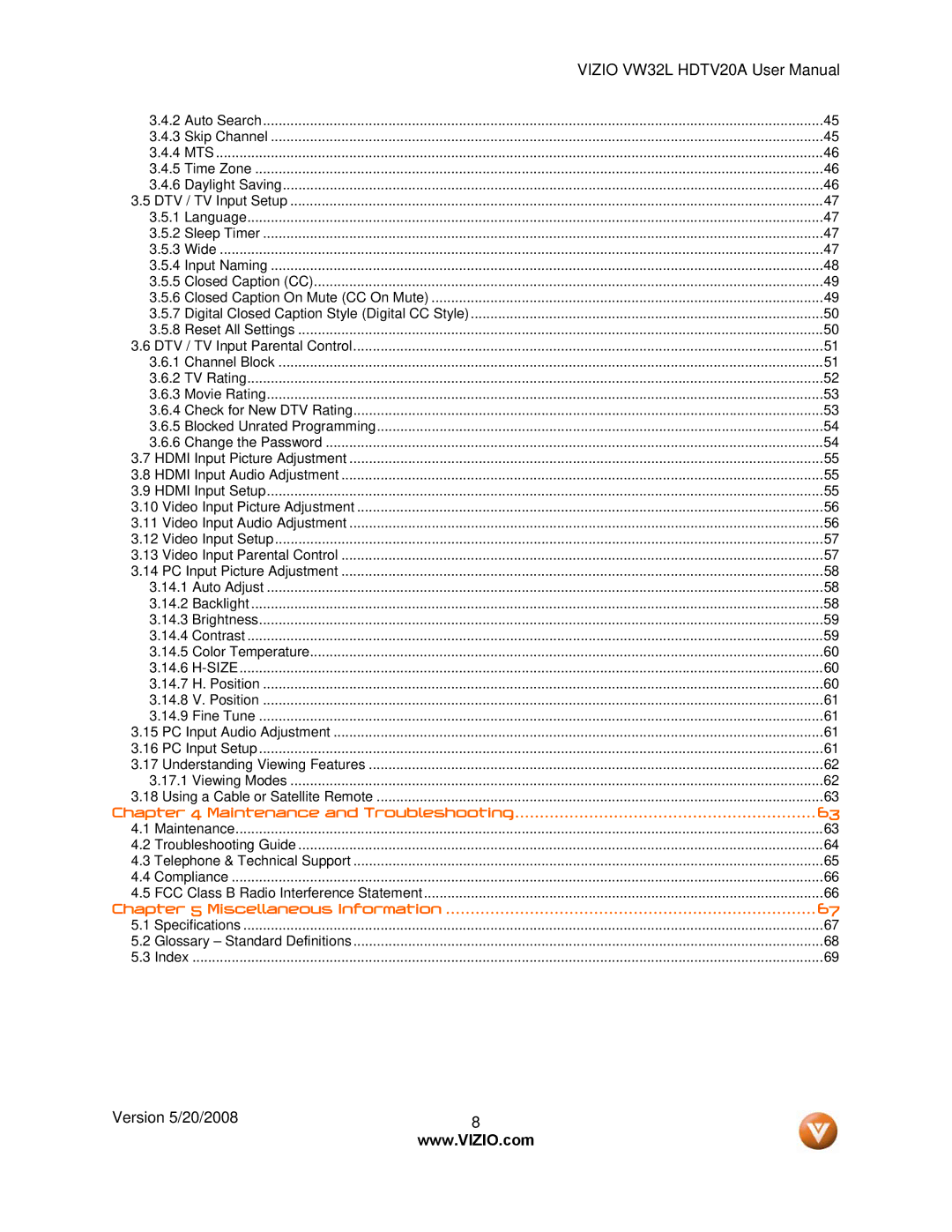 Vizio VW32L manual Maintenance and Troubleshooting 