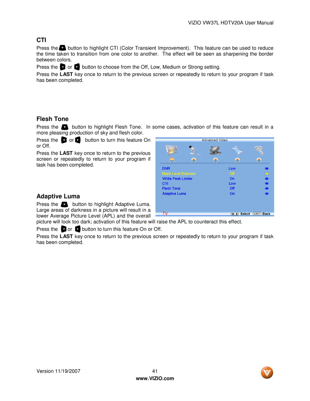 Vizio VW37L HDTV20A user manual Cti 