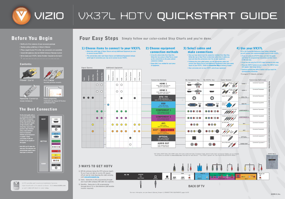 Vizio VX37L manual 