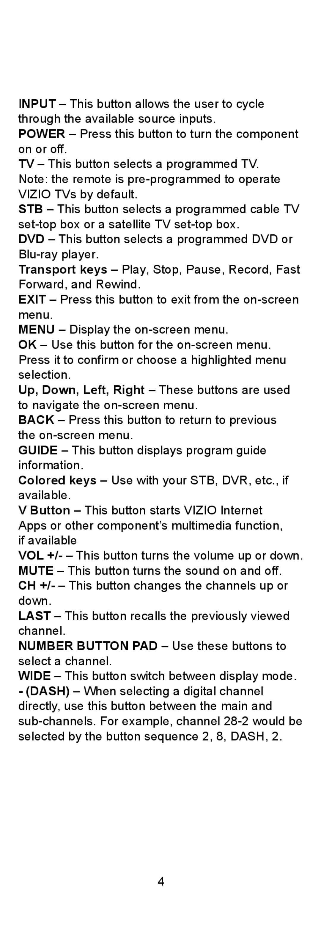 Vizio XRU110 quick start 