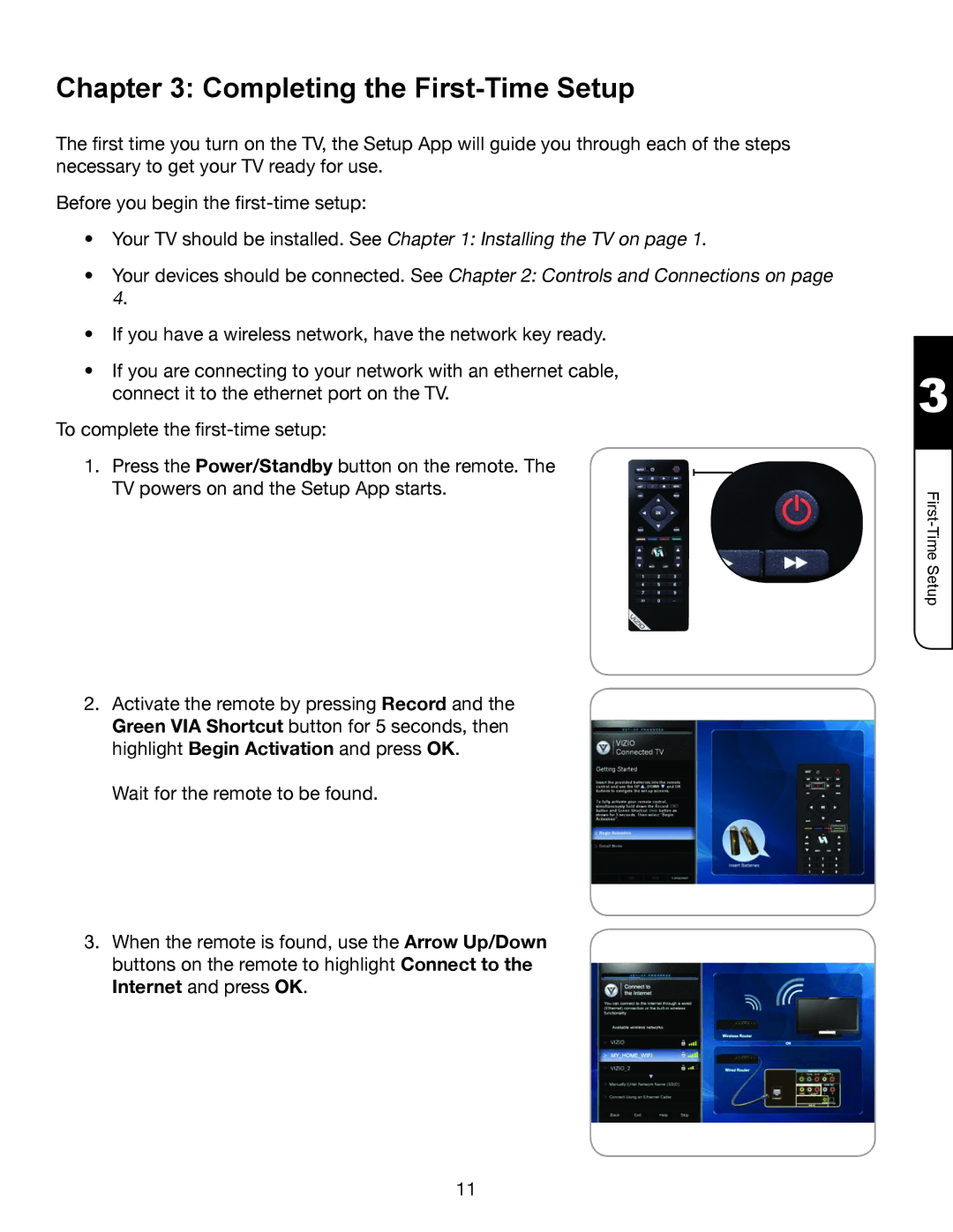 Vizio XVT3D554SV, XVT3D474SV, XVT3D424SV manual Completing the First-Time Setup 