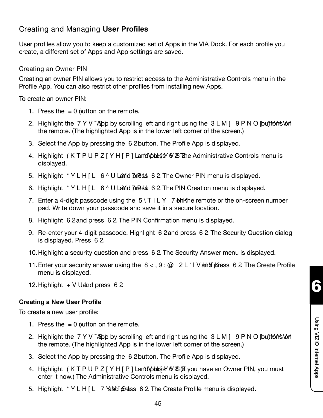 Vizio XVT3D474SV, XVT3D424SV manual Creating and Managing User Profiles, Creating an Owner PIN, Creating a New User Profile 
