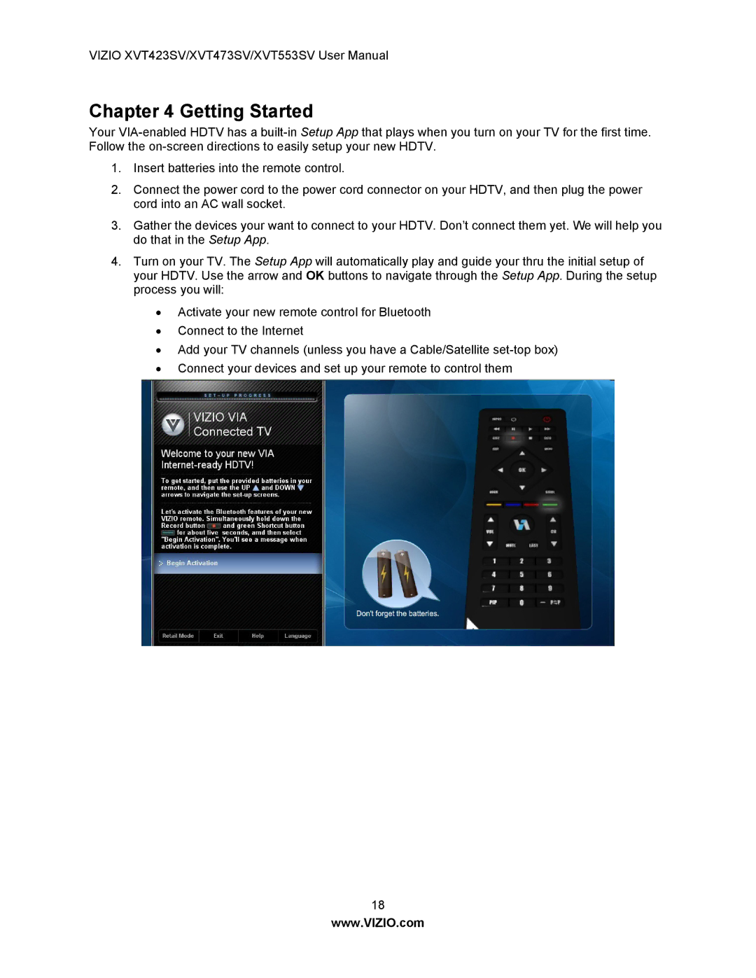 Vizio XVT473SV, XVT423SV user manual Getting Started 