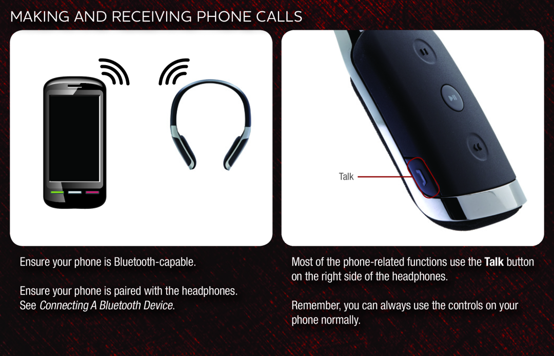 Vizio XVTHB100 quick start Making And Receiving Phone Calls, Ensure your phone is Bluetooth-capable, Talk 