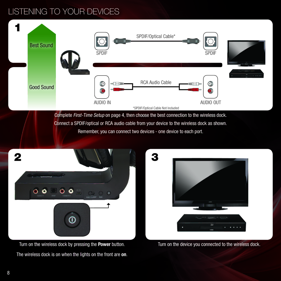 Vizio XVTHP200 quick start Listening to Your Devices, Good Sound 