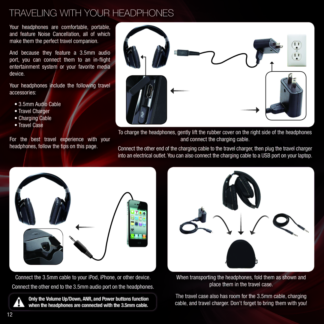 Vizio XVTHP200 Traveling with Your Headphones, For the best travel experience with your, Place them in the travel case 