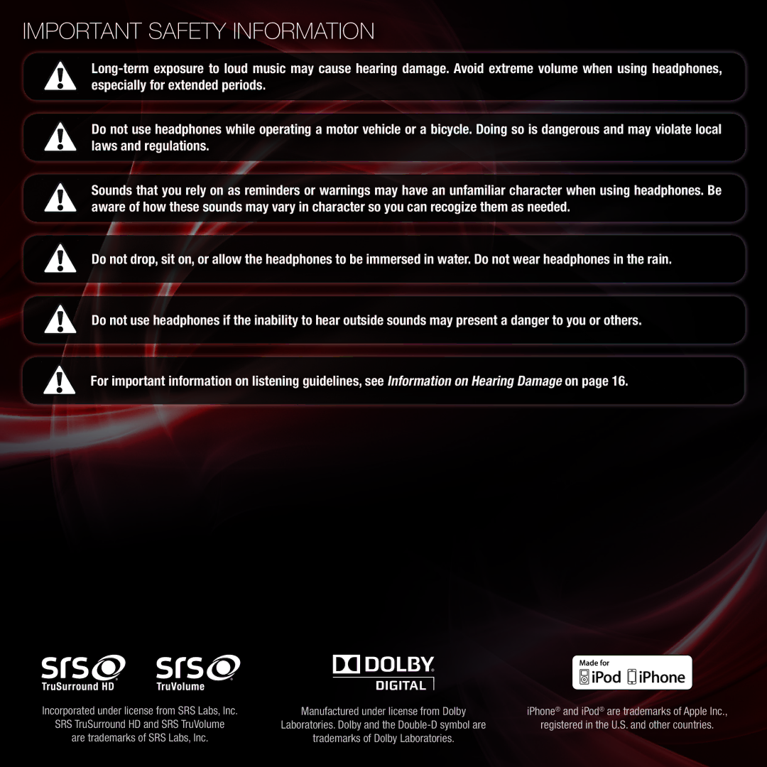 Vizio XVTHP200 quick start Important Safety Information 