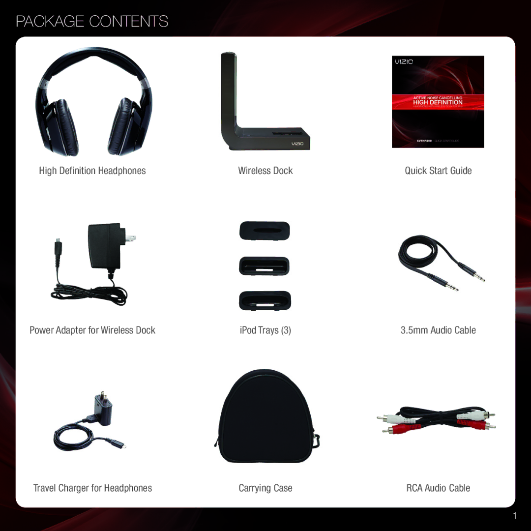 Vizio XVTHP200 quick start Package Contents 