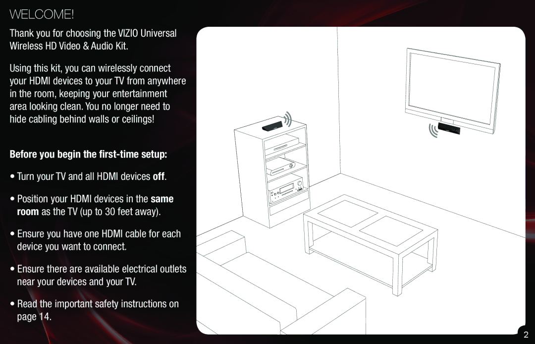 Vizio XWH200 quick start Welcome 