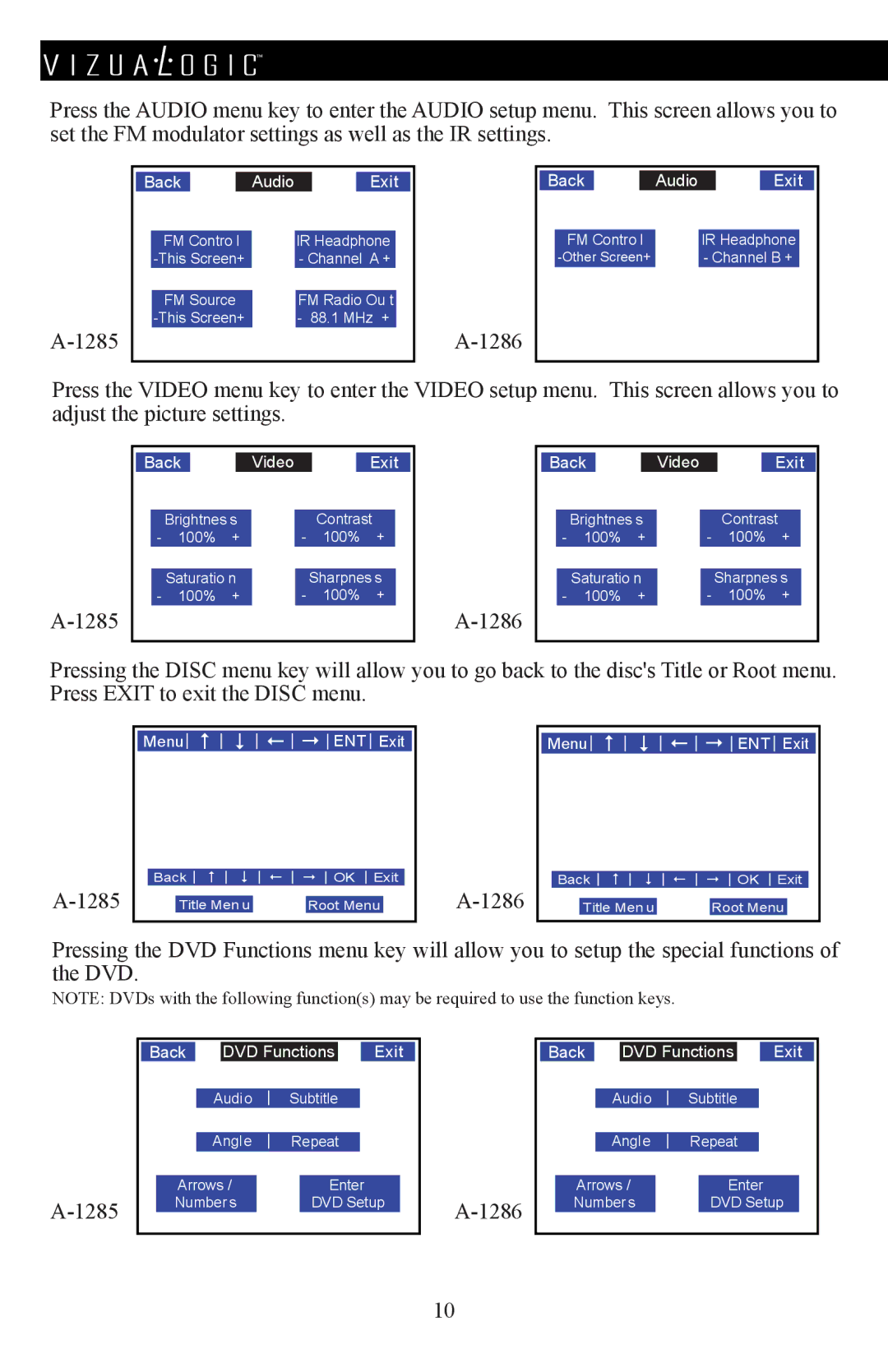 Vizualogic A-1285/6 manual 