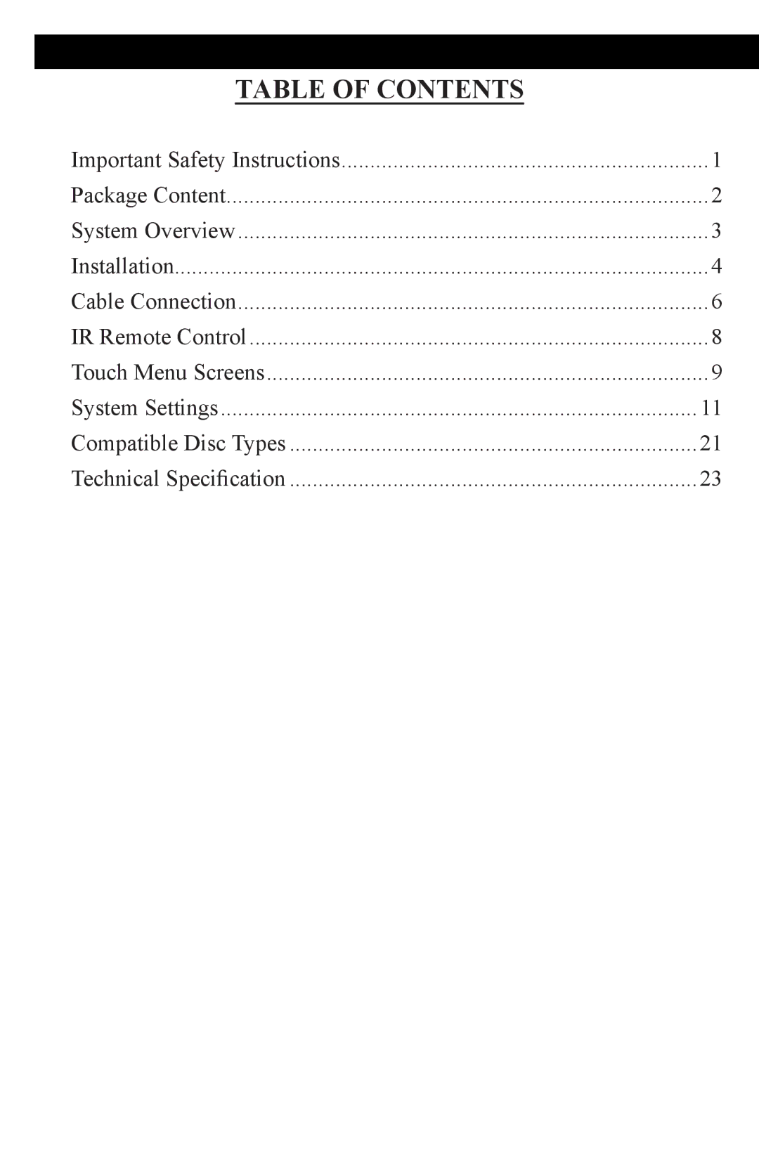 Vizualogic A-1285/6 manual Table of contents 