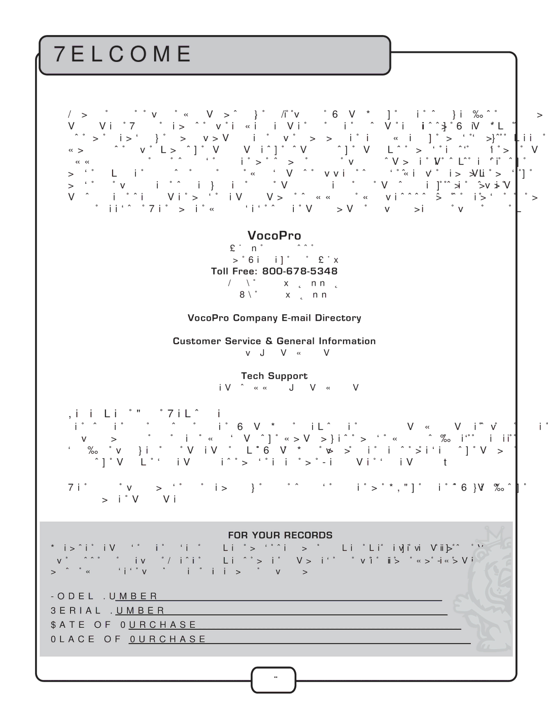 VocoPro AIR-NET manual 7ELCOME, ˆ˜vœJÛœVœ«ÀœVœ“, IV…Ê-Õ««œÀÌ ÌiV…ÃÕ««œÀÌJÛœVœ«ÀœVœ“ 