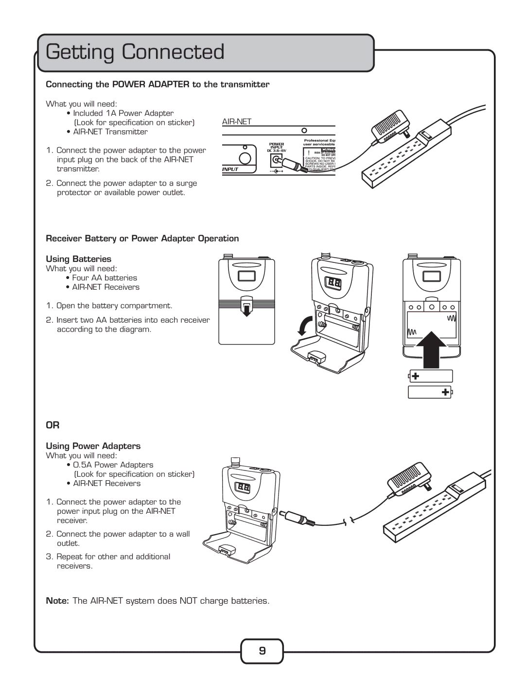 VocoPro AIR-NET manual Ettingt#Onnected, œ˜˜iVÌˆ˜ÊÌ…iÊ*7,Ê*/,ÊÌœÊÌ…iÊÌÀ˜Ã“ˆÌÌiÀ, 1Ãˆ˜Ê*œÜiÀÊ`«ÌiÀÃ 