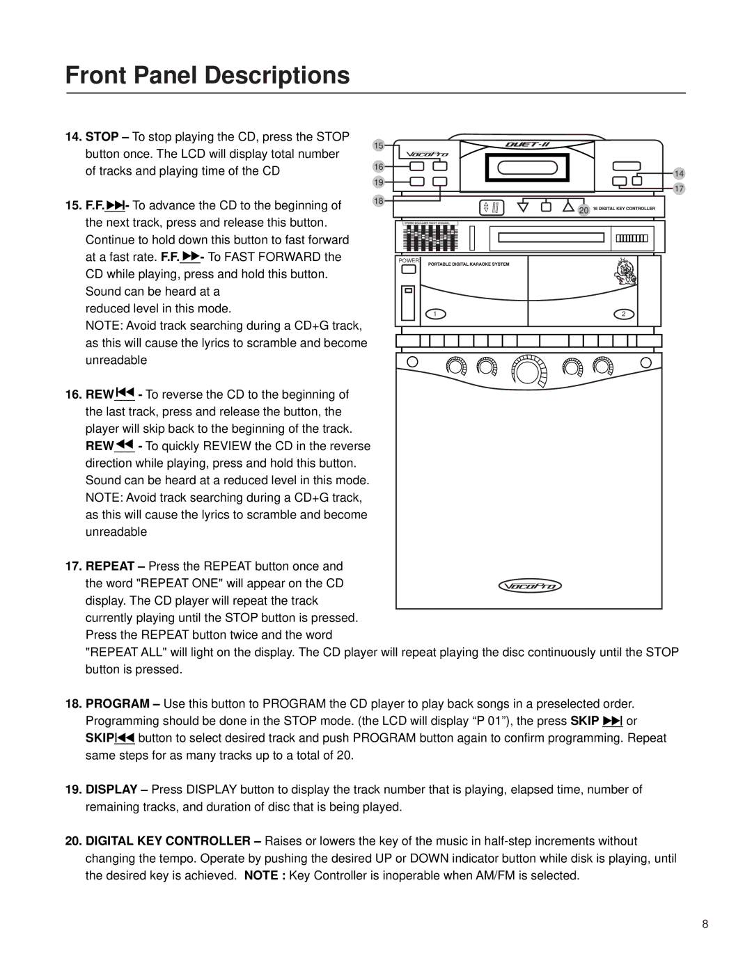 VocoPro Cassette Deck owner manual Power 