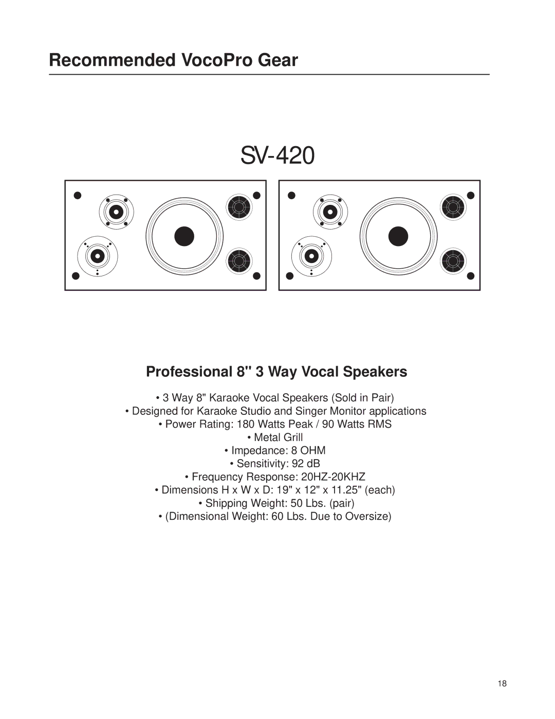 VocoPro Cassette Deck owner manual SV-420 