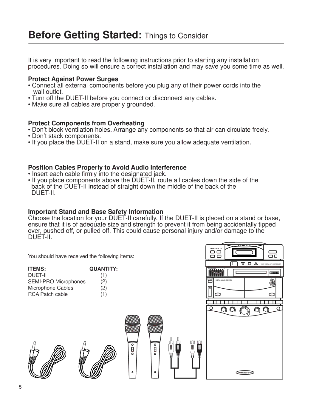 VocoPro Cassette Deck owner manual Before Getting Started Things to Consider, Protect Against Power Surges 