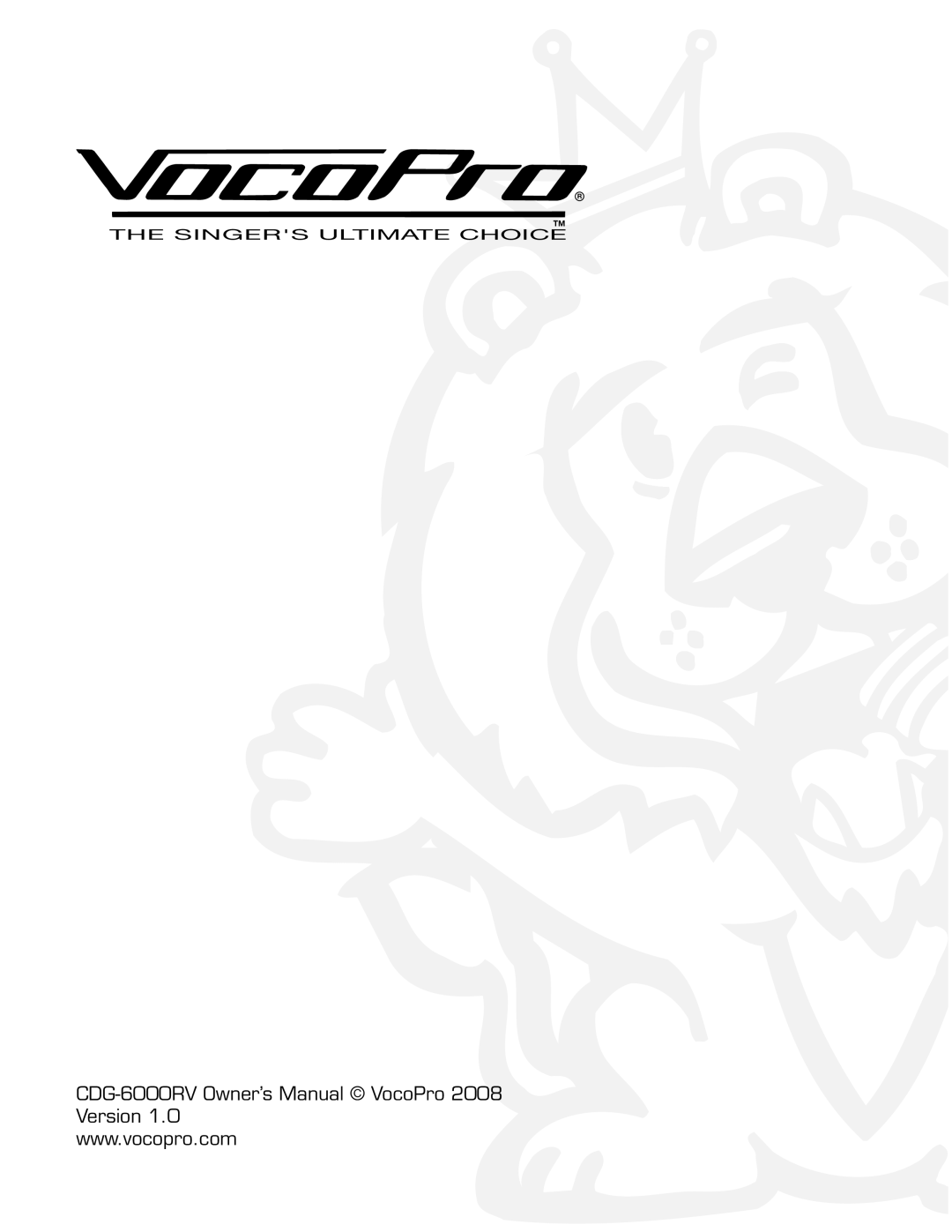 VocoPro CD-6000RV owner manual 