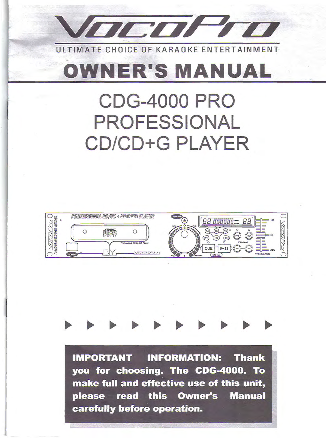 VocoPro CDG-4000 manual 