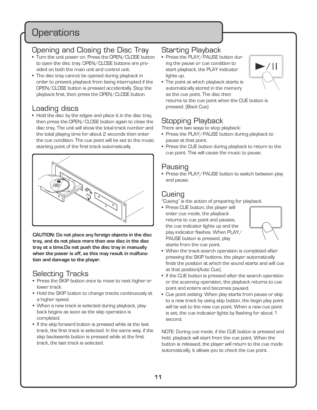 VocoPro CDG-8800PRO owner manual Operations 