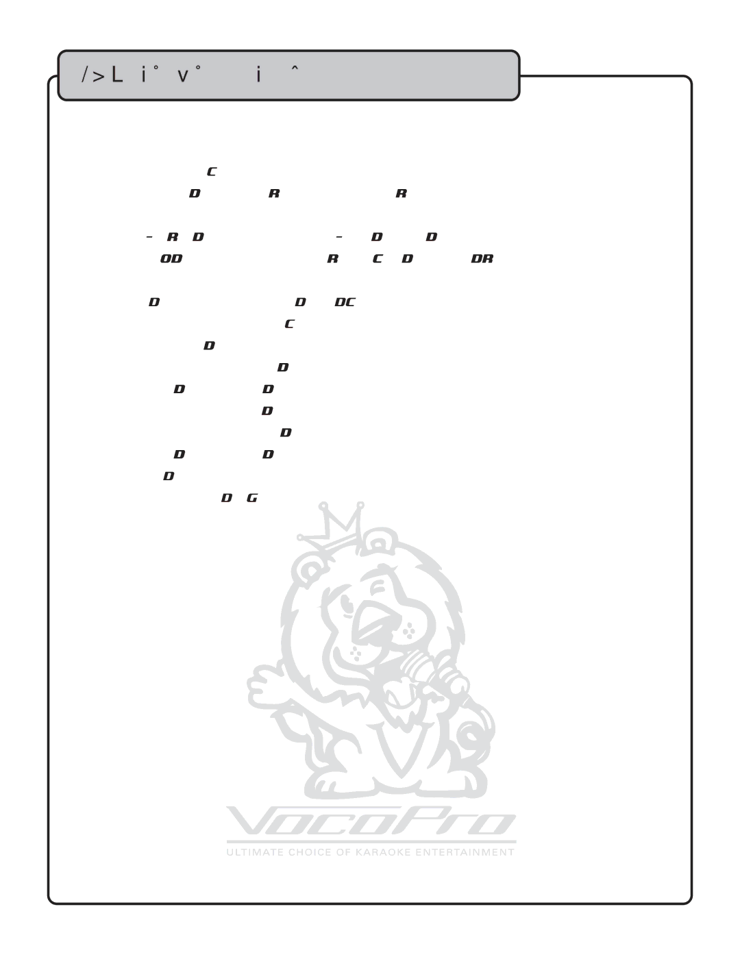 VocoPro CDG-8800PRO owner manual Table of Contents 