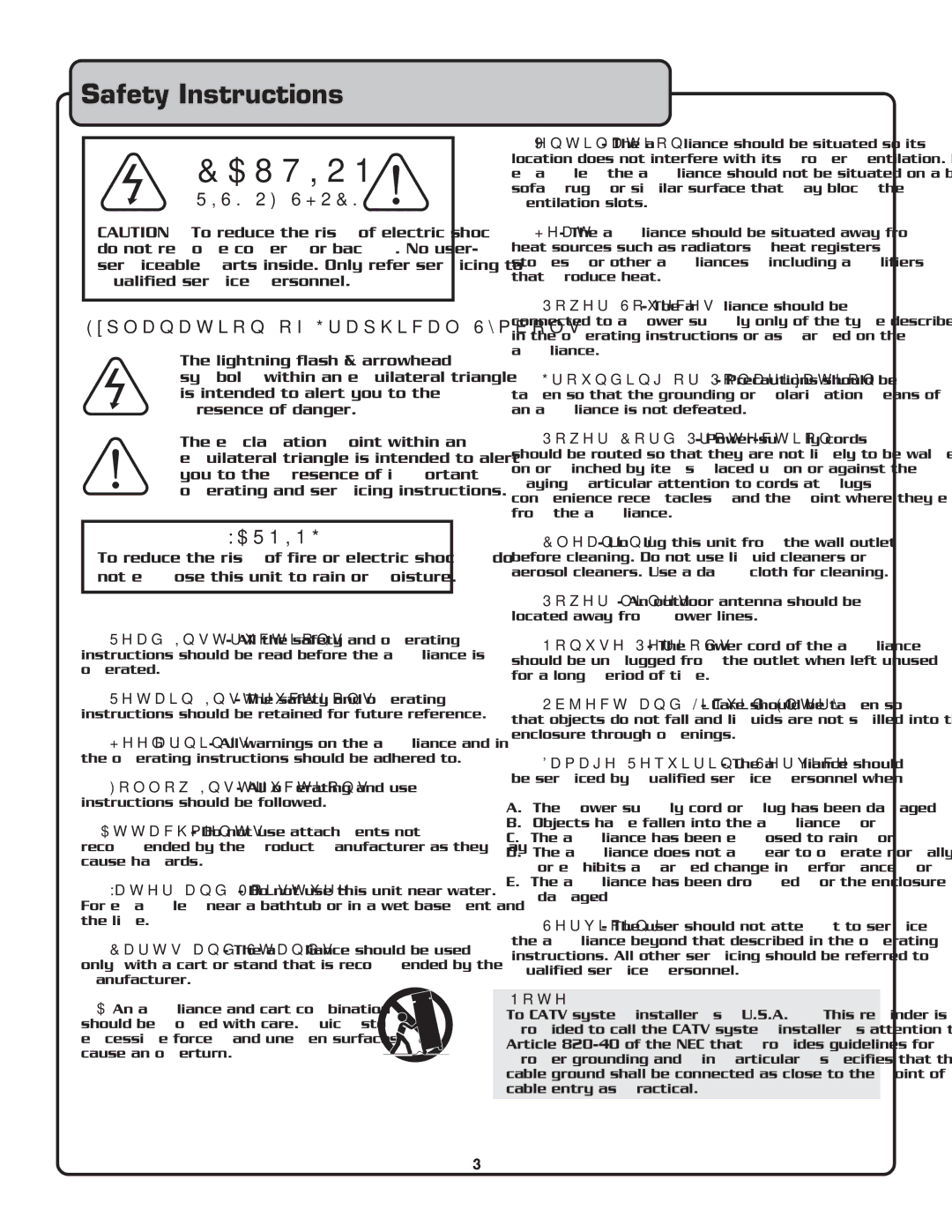 VocoPro CDG-9000 owner manual Safety Instructions 