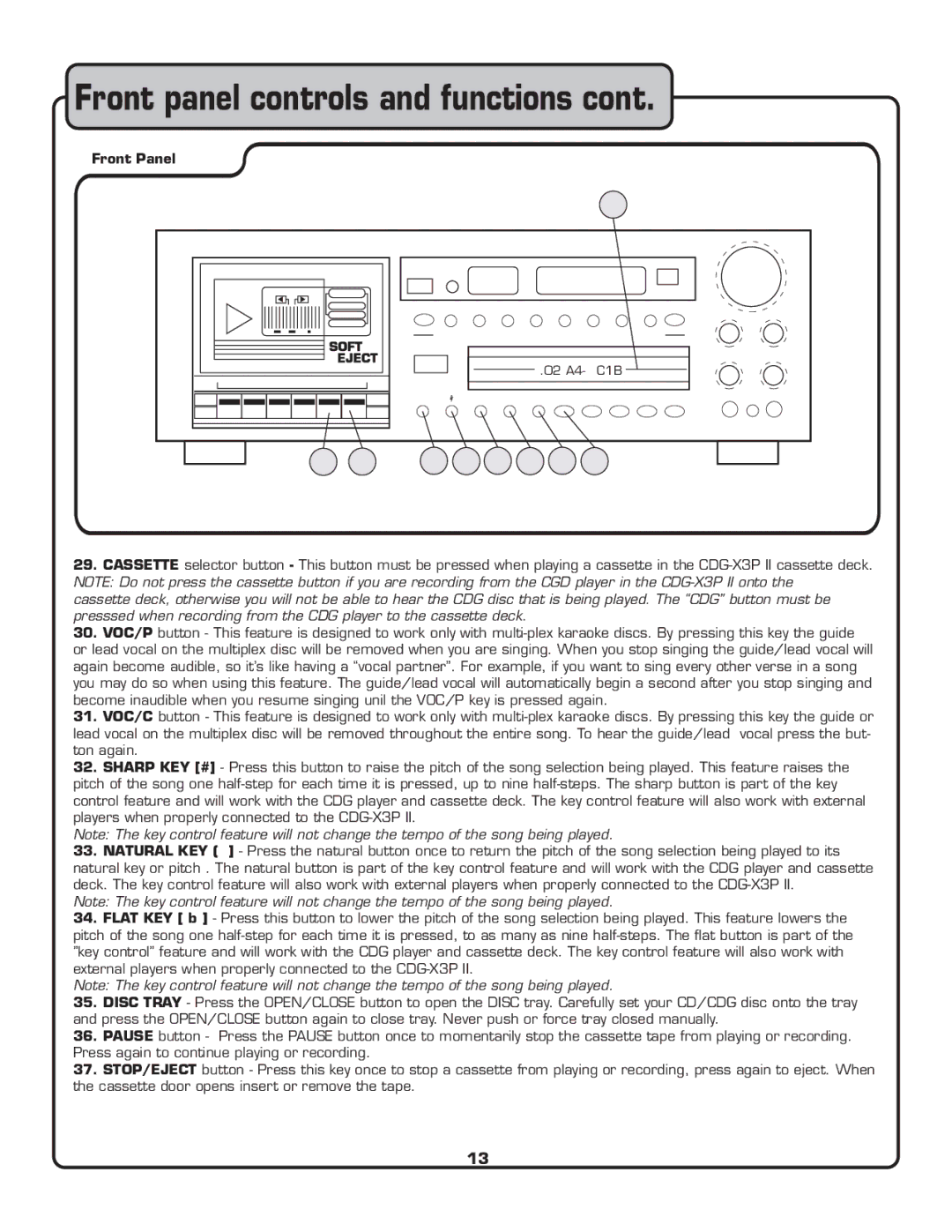 VocoPro CDG-X3P II owner manual 34 33 32 31 30 