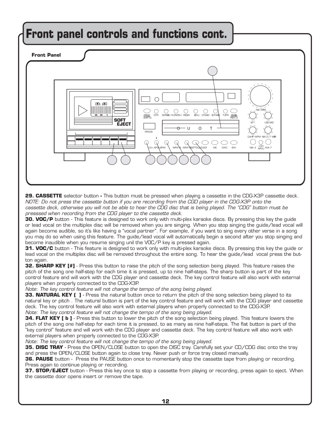 VocoPro CDG-X3P owner manual 34 33 32 31 30 