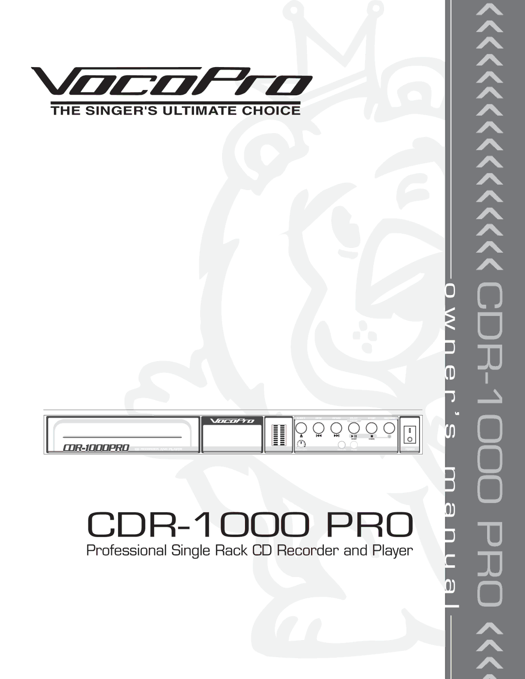 VocoPro CDR-1000 PRO owner manual Pro 